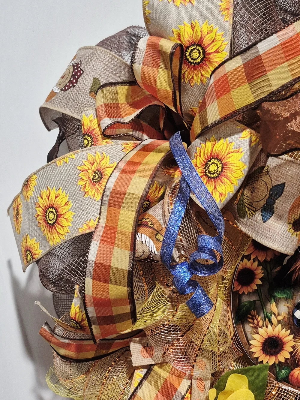 Fall In Love Sunflower Scarecrow Wreath - Yellow Orange Brown